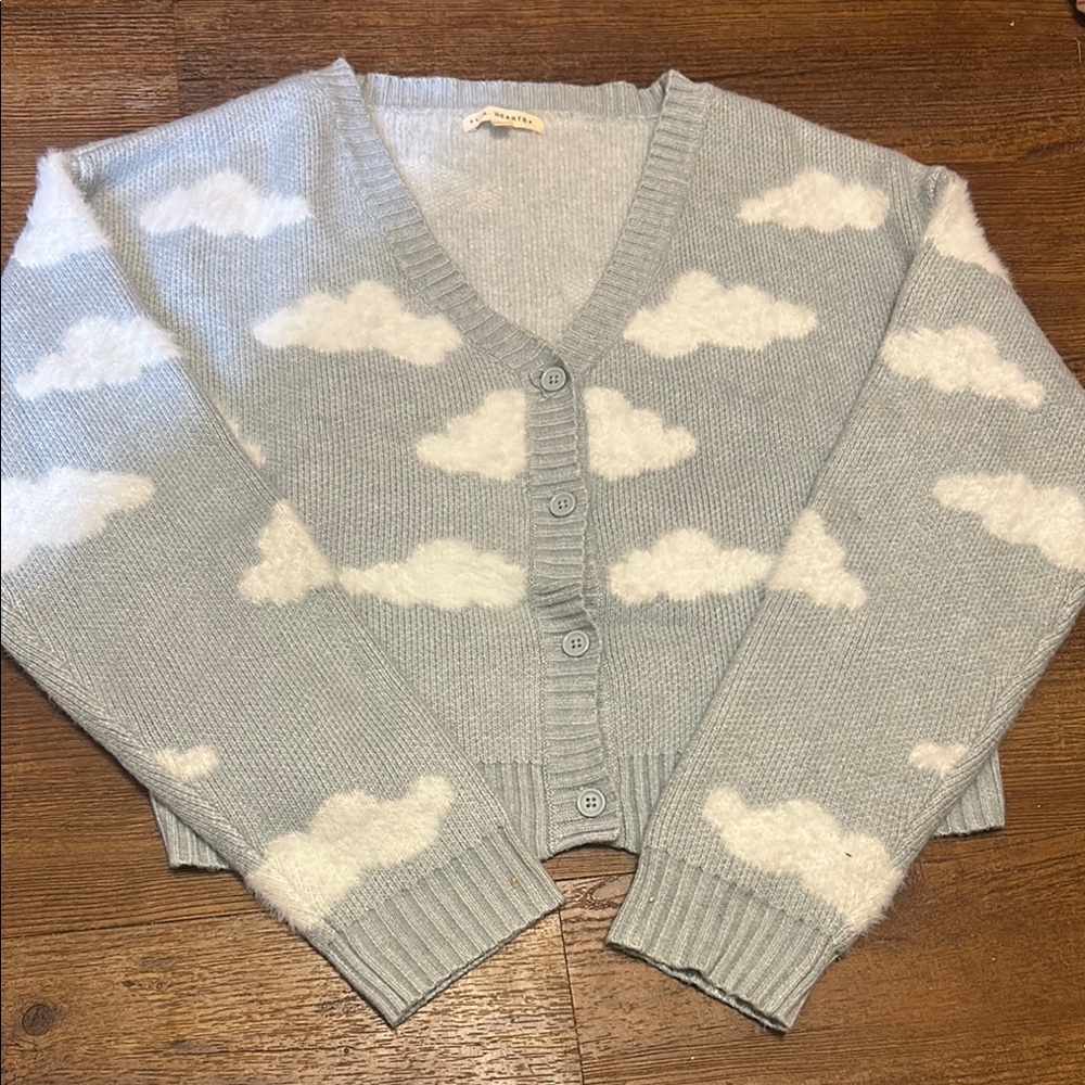 Cloud Patterned Gray Sweater - image 1